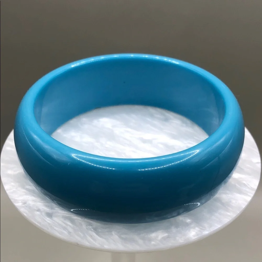 Bundle lot 5 vintage 90's acrylic resin bangle bracelets blue green layer stack